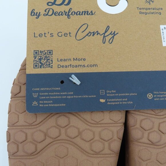 Dearfoams Medium 7-8 Black Cream Knit Memory Foam Indoor Outdoor Slippers NEW - Picture 11 of 14